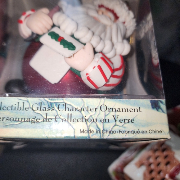 TRADITIONS NIB VINTAGE SANTA CLAUS GLASS & CLAY CHRISTMAS ORNAMENTS BALL - Picture 2 of 5